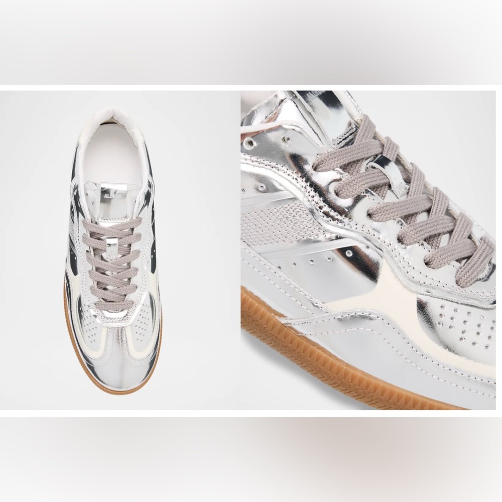 Alohas Rife Shimmer Silver Cream Leather Sneakers